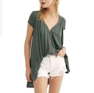 Free People Highland High Low Slouchy Boho Tunic Blouse Top Size.XS